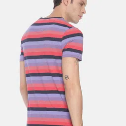 Steenbok Men Purple  Pink Striped Round Neck Pure Cotton T-shirt image 2