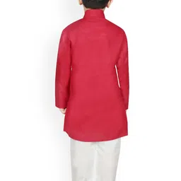 SG YUVRAJ Boys Maroon & White Solid Kurta with Pyjamas image 2
