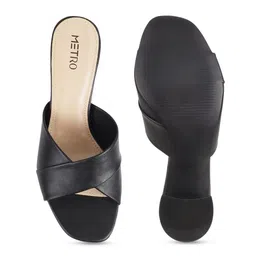 Metro Women Black Solid Block Heels image 5