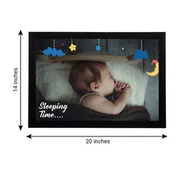eCraftIndia White & Brown Cute Sleeping Baby Satin Matt Textured UV Wall Art image 2
