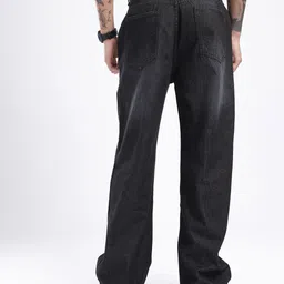 glitchez Men Classic Edge Wide Leg Mildly Distressed Light Fade Jeans image 5