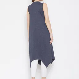 Hypernation Women Blue Solid Open Front Shrug image 4