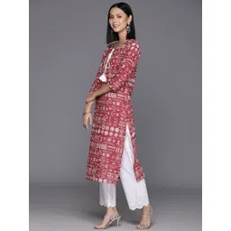 Varanga Geometric Printed Tie-Up Neck Kurta image 2