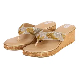 Fuchsia By Aashka Mehta Golden Dazzle Flipflops-image-45