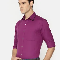 Raymond Men Violet Slim Fit Solid Formal Shirt image 3