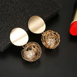 Jewels Galaxy Wonderful Hanging Ball Plushy Drop Earrings For Women image 1