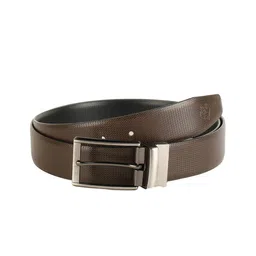 ZEVORA Men Brown & Black Reversable Textured Belt image 4