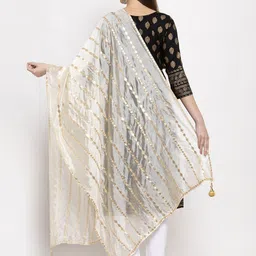 Clora Creation Off-White Striped Dupatta image 3