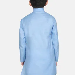 SG YUVRAJ Boys Turquoise Blue Solid Straight Kurta image 5