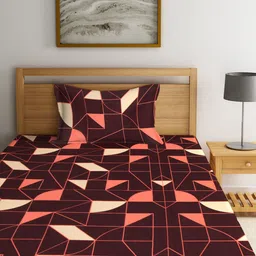 KLOTTHE Green & Brown Floral 210 TC Polycotton 2 Single Bedsheet with 2 Pillow Covers image 2