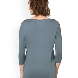 Van Heusen Women Grey Solid Round Neck T-shirt image 5