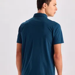 Red Flame Men Polo Collar Applique T-shirt image 4
