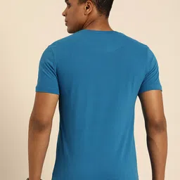 Being Human Men Blue Printed Pure Cotton T-shirt image 4