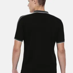 Proline Active Men Black Solid Polo Collar T-shirt image 4