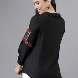 Vishudh Women Black Printed A-Line Top image 2