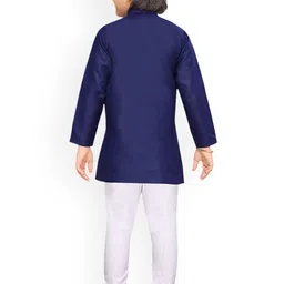 Aj DEZInES Boys Blue & White Solid Kurta with Pyjamas image 4