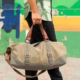 Mona B Brown Cotton Canvas Travel Bag with Stylish Design image 5