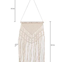Homesake Beige Bohemian Hand-Made Macrame Hanging Tapestry Tassel Wall Decor image 2