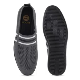 Mochi Men Charcoal Grey Slip-On Woven Design Sneakers image 4