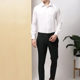 INVICTUS Men Black Slim Fit Checked Formal Trousers image 4