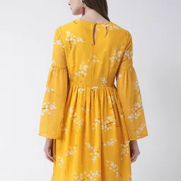 KASSUALLY Women Yellow Printed Fit and Flare Dress image 3