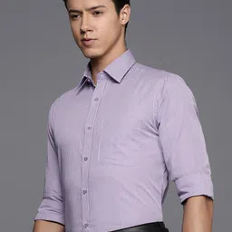 Raymond Men Purple Pure Cotton Slim Fit Micro Checked Formal Shirt image 5