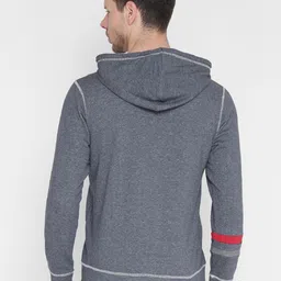 Alcis Men Grey Striped Hooded Sweatshirt image 4