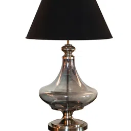 THE LIGHT STORE Blue & Black Solid Bedside Standard Table Lamp with Shade image 3