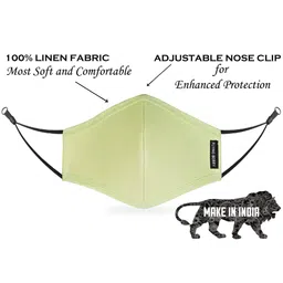 FLYING BERRY Unisex Pack Of 4 Solid 3-Ply Reusable Anti Pollution Linen N95 Masks image 5