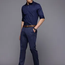 Louis Philippe Men Slim Fit Textured Formal Trousers image 4