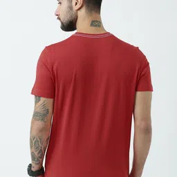 Huetrap Men Red Printed Round Neck T-shirt image 5