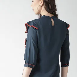 Style Quotient by noi Women Navy Blue Solid Top image 4