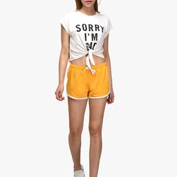 Kotty Women Yellow Solid Regular Fit Shorts image 4