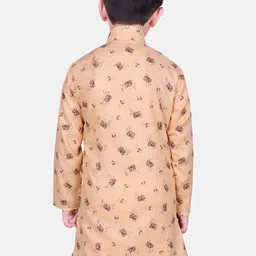 SG YUVRAJ Boys Beige & Brown Printed A-Line Kurta image 3