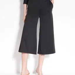 RAREISM Women Flared High-Rise Culottes Trouser-image-63