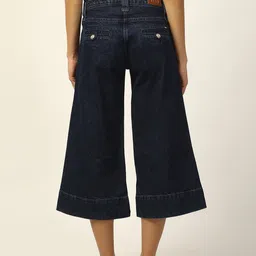 ELLE Women Blue Flared Low Distress Jeans image 2