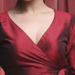 Indethnic Short Sleeve V Neck Saree Blouse image 2