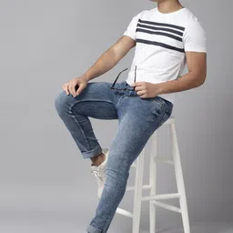 Roadster Men Navy Blue Heavy Fade Skinny Fit Stretchable Jeans-image-24