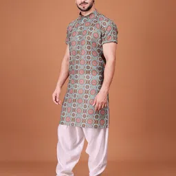 SHIWAM ETHNIX Men Floral Printed Kurta with Salwar image 5