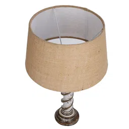 Homesake Beige & White Contemporary Handcrafted Bedside Standard Table Lamp image 4