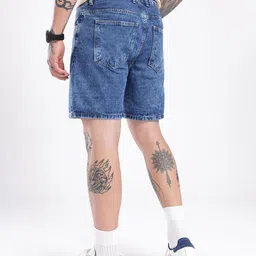 glitchez Men Classic Cool Light Fade Regular Fit Denim Shorts image 4
