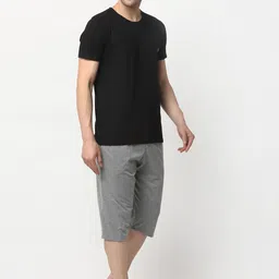 mack jonney VIMAL JONNEY Men Black & Grey Solid Night suit image 4