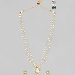 Rubans Gold-Plated Kundan-Studded & Beaded Jewellery Set image 3
