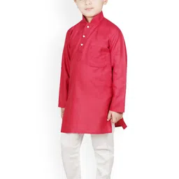 SG YUVRAJ Boys Maroon & White Solid Kurta with Pyjamas image 2