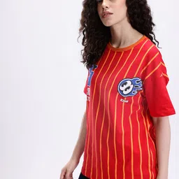 Kook N Keech Striped Printed Pure Cotton Oversized T-shirt image 2