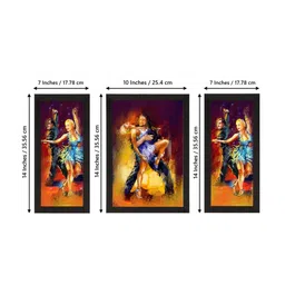 eCraftIndia Set of 3 Dancing Couple Satin Matte Texture UV Art Painting image 4