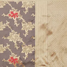 Mitera Grey & Gold-Coloured Silk Blend Woven Design Kanjeevaram Saree image 5