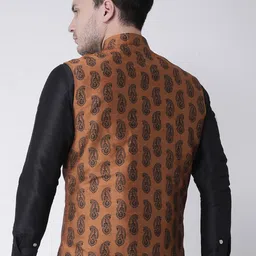 DEYANN Men Copper Brown Nehru Jacket image 4