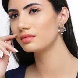 Voylla Oxidised Silver-Plated Geometric Oversize Studs image 3