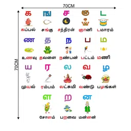 rawpockets White And Green Tamil Alphabets Printed Uyir Mei Eluthukal Wall Stickers image 2